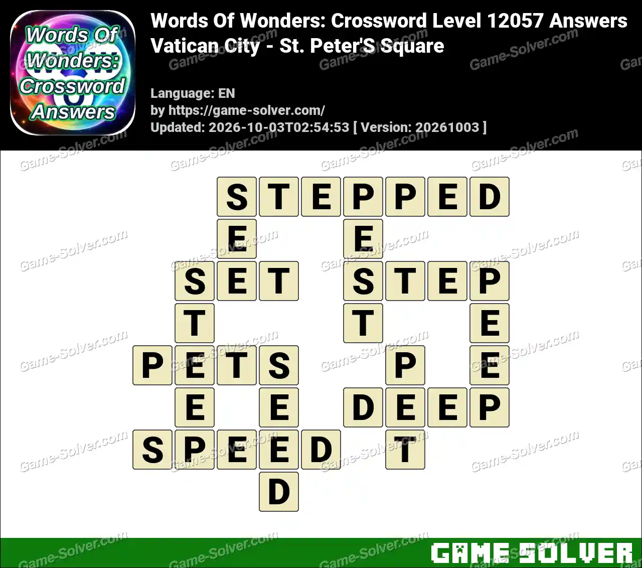 Words Of Wonders: Crossword Level 12057 Answers – Vatican City – St. Peter’S Square